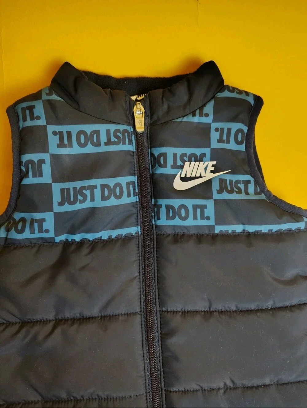 Nike Just Do It Puffer Vest Infant Boys 18M Toddler Navy Teal Blue Quilted